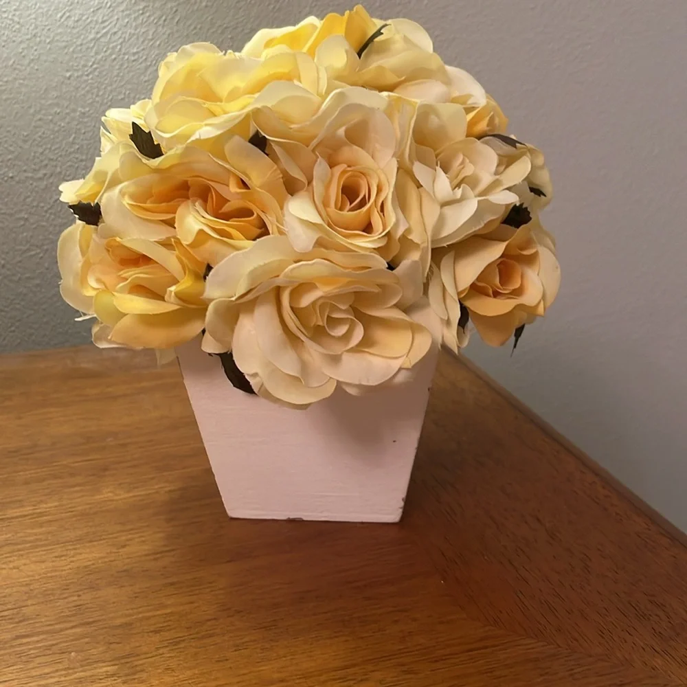Faux Artificial Flower Arrangement Yellow Roses
